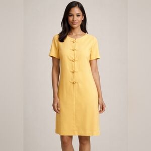 Yellow Button Sheath Dress